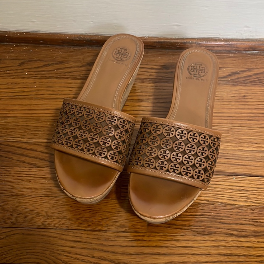 Tory Burch logo platform sandals